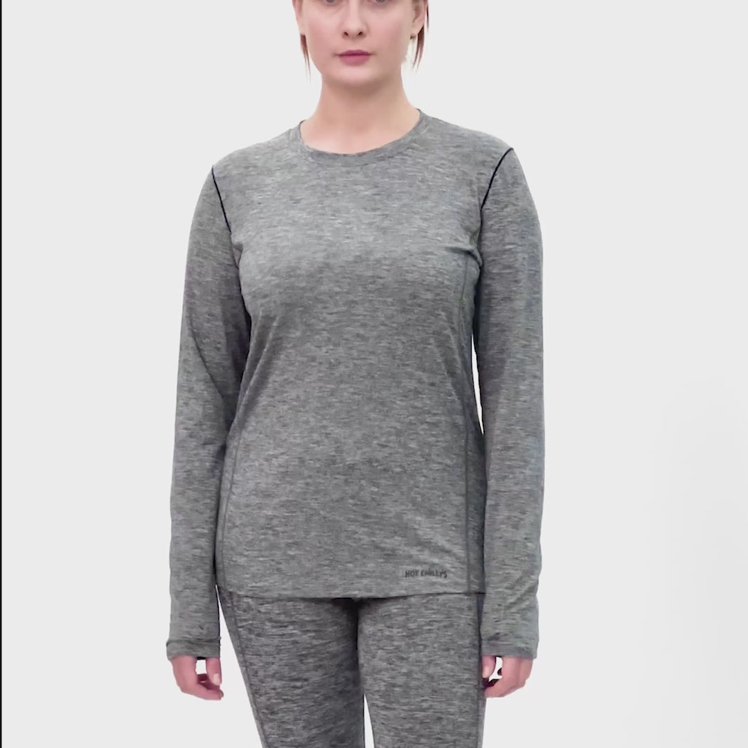 Womens Grey Heather Crew Top Fit Video - No Sound
