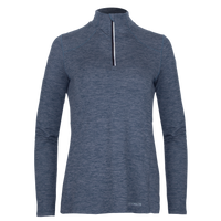 Hot Chillys blue long sleeve winter thermal shirt for women with quarter zip collar