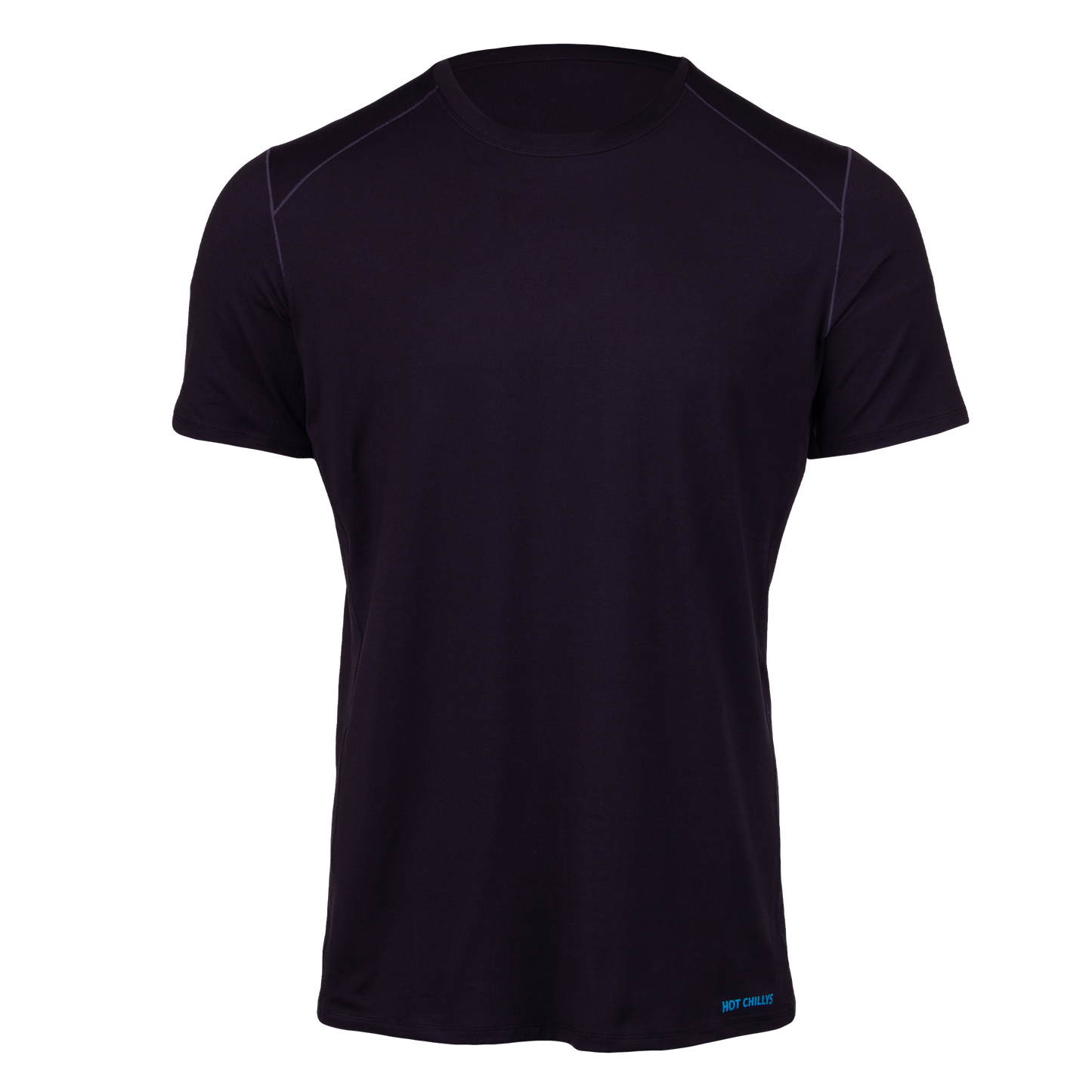 Hot Chillys clima-tek moisture wicking tee crewneck in black with short sleeves and subtle logo