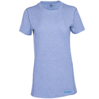 Hot Chillys Clima-Tek moisture wicking tee for women in light blue activewear short sleeve shirt