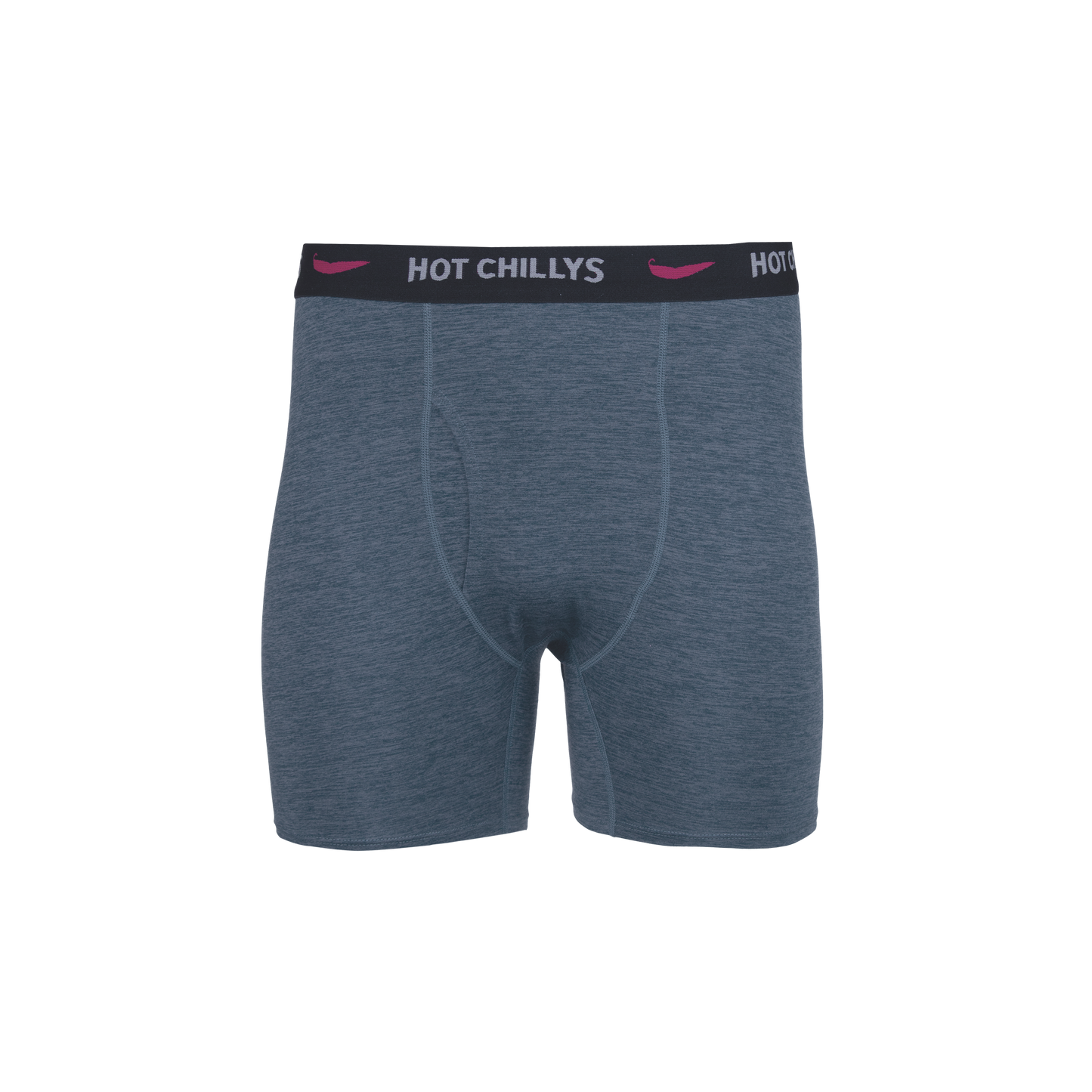 Hot Chillys men's boxer briefs in gray with Clima-Tek moisture wicking underwear technology for all-day comfort