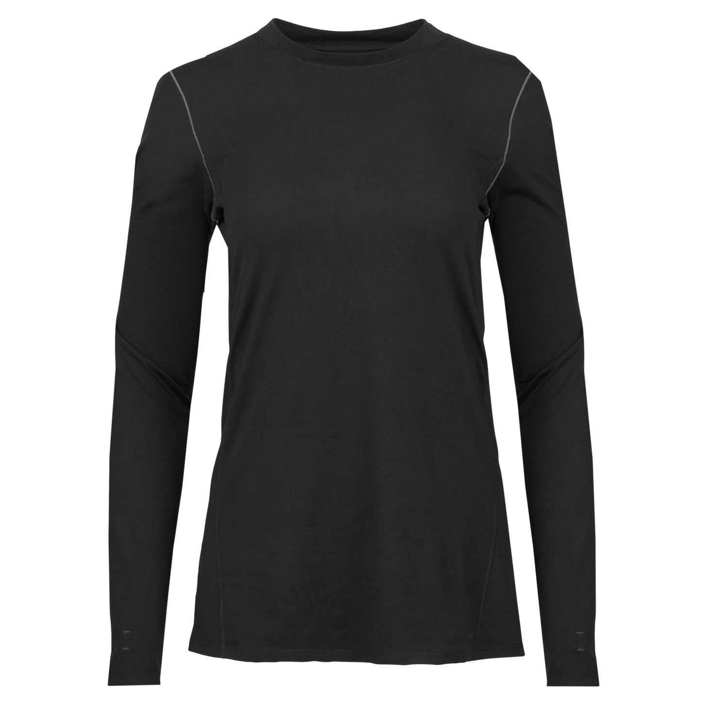 Hot Chillys women's black thermal crewneck long sleeve top with contrast stitching