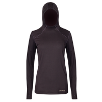 Hot Chillys women's thermal hoodie in black with long sleeves and fitted hood for cold weather