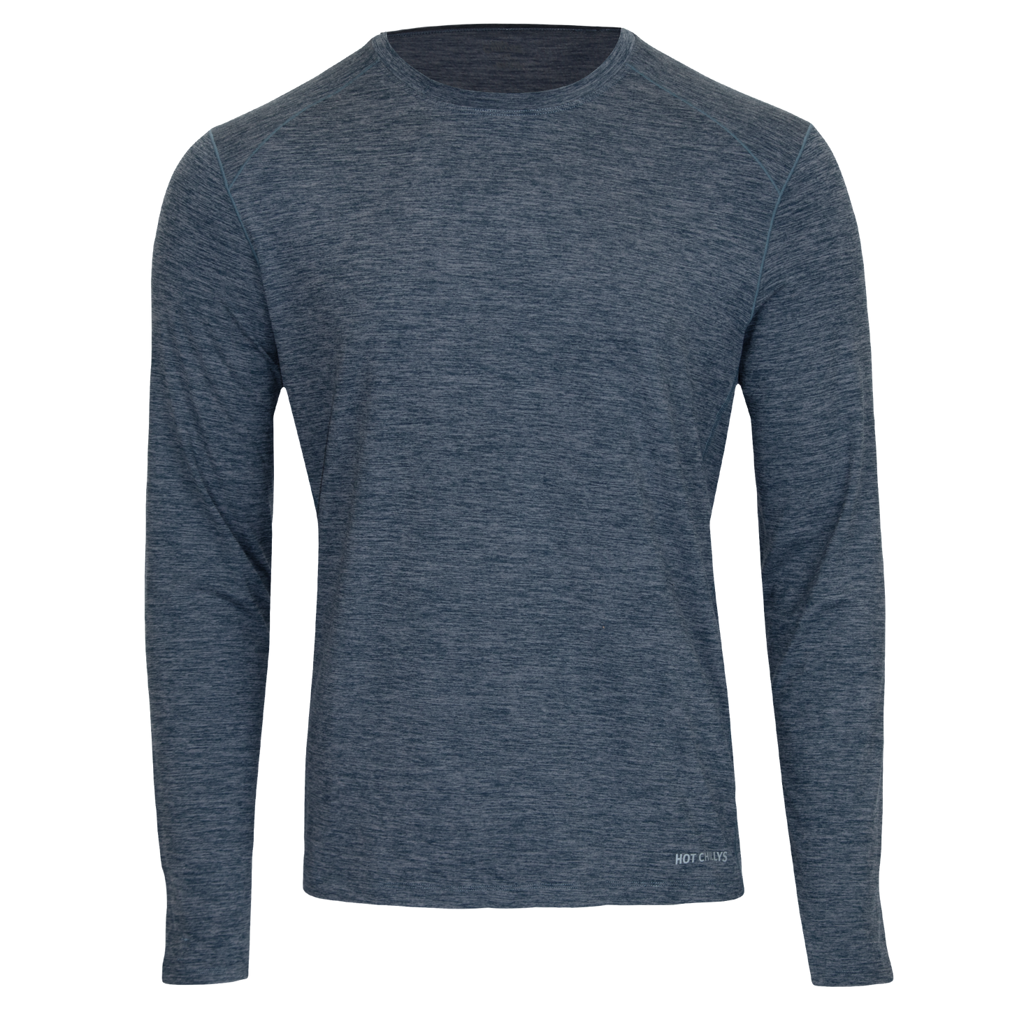 Hot Chillys men's thermal crewneck shirt in blue with long sleeves and lightweight fabric