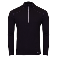 Hot Chillys men's black thermal zip shirt with long sleeves and quarter zip collar