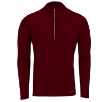 Hot Chillys men's thermal base layer top in dark red with quarter zip and long sleeves