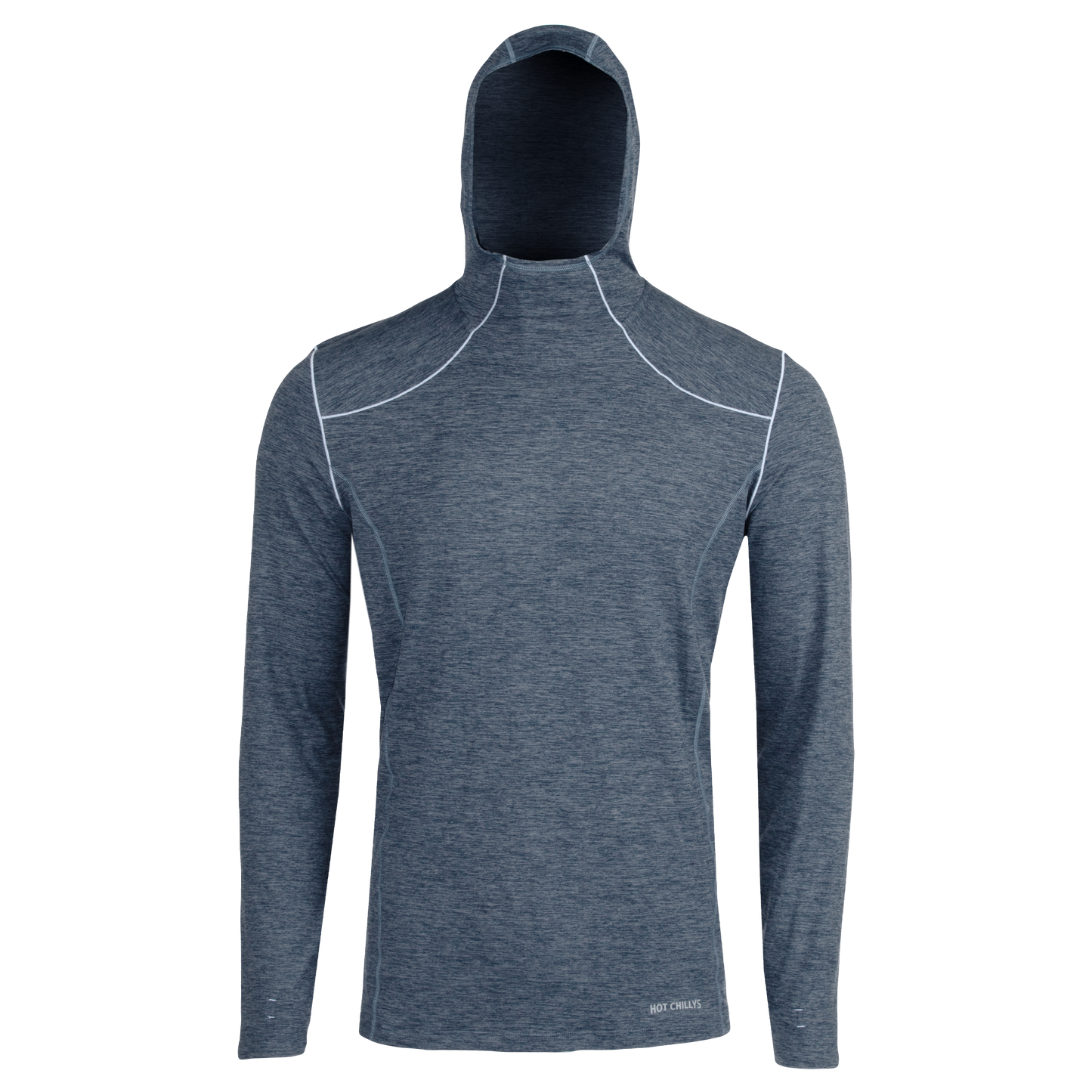 Hot Chillys Men's thermal hoodie in dark gray with a snug fit and lightweight fabric for warmth