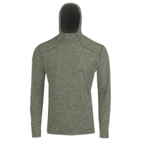 Hot Chillys men's thermal hoodie in gray with long sleeves and fitted hood for outdoor warmth