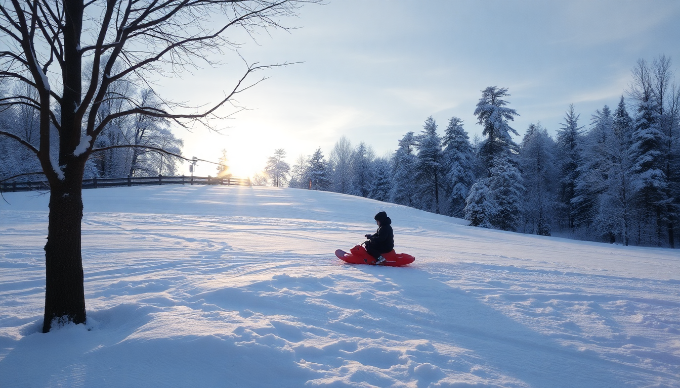 Kid wearing Hot Chillys thermal base layers and beanie, insulated and moisture-wicking for sledding