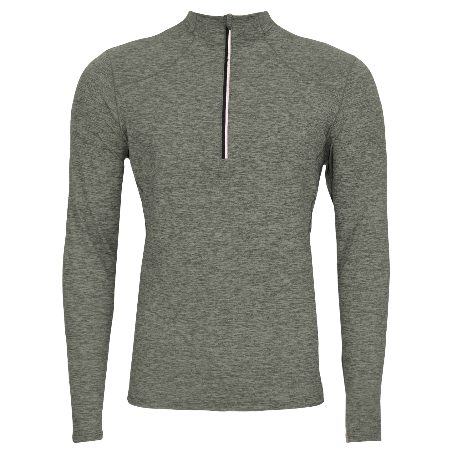 Hot Chillys performance thermal base layer shirt in gray with long sleeves and quarter zip