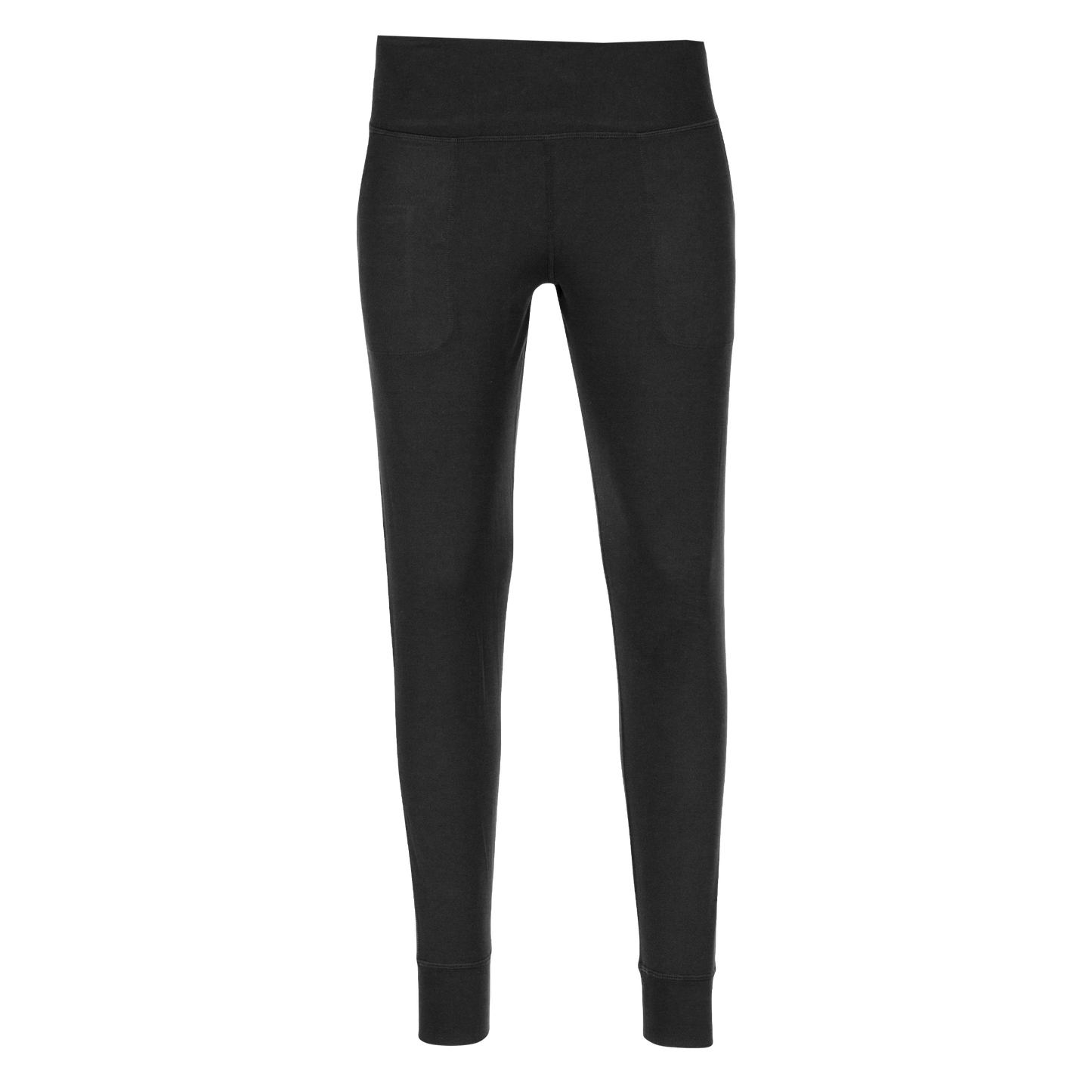 Hot Chillys women's black thermal joggers with high waistband and fitted cuffs