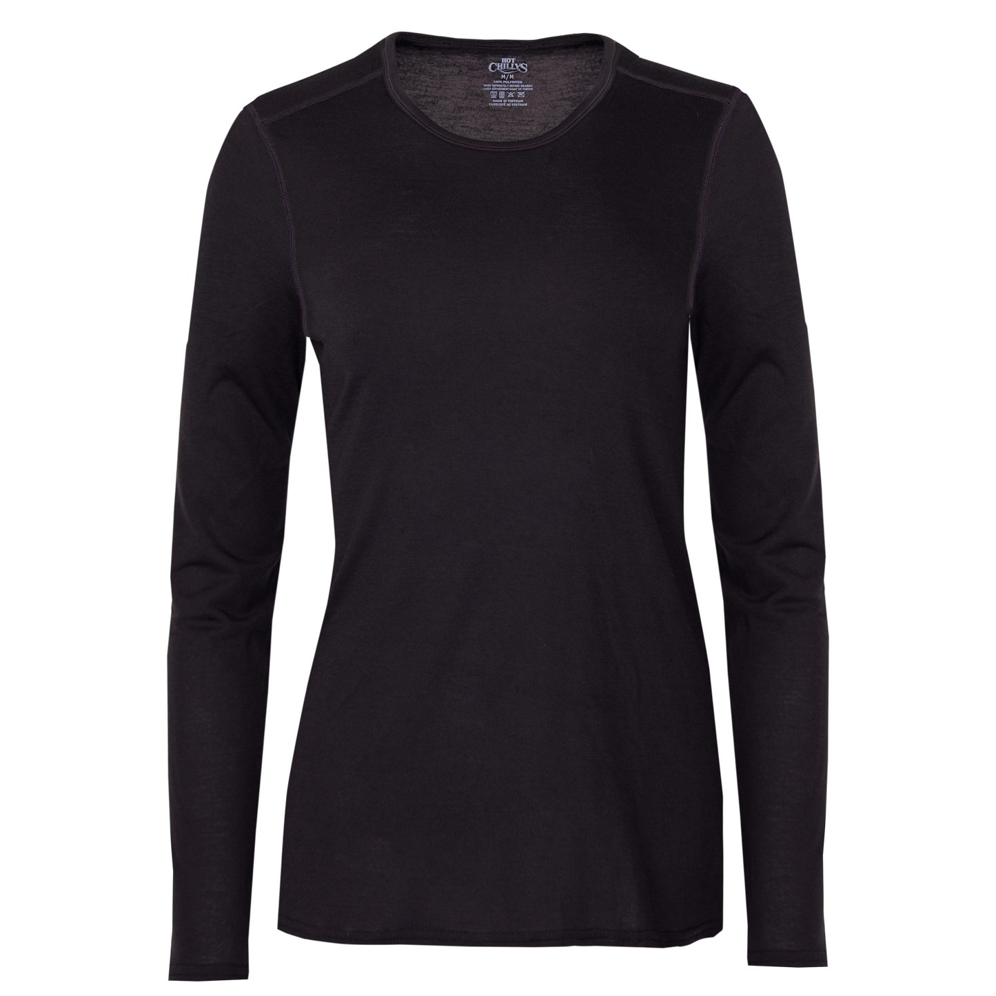 Hot Chillys women's thermal crewneck in black, perfect for layering and warmth in cold weather